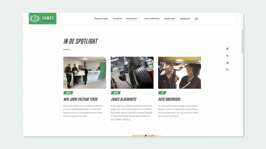 Uitgelichte artikelen op de website van James Autoservice